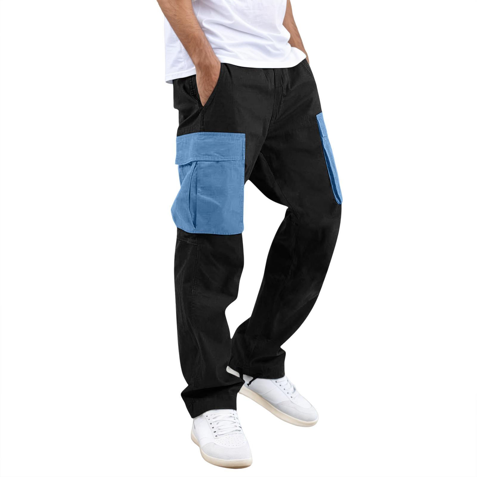 thumbnail image 1 of Pantalones cargo para hombre - Corte recto - Dobladillo ajustable - Cintura elástica - Ropa de trabajo - Poliéster, 1 of 7